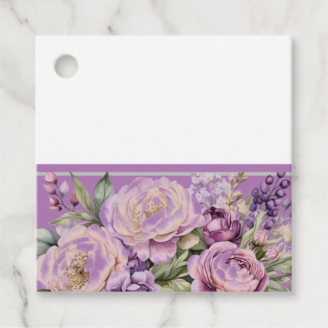 Lila stugans blomsterpresent Förmånsetiketter Gåvor Etiketter (Framsida)