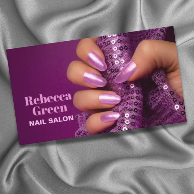 Lila Stylist Manicurist Nail Artist Nail Salon Visitkort (Purple Stylist Manicurist Nail Artist Nail Salon Business Card)