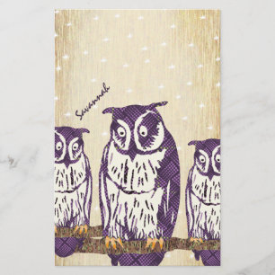 Lila Stylized Geometric Uggla-familjen Brevpapper