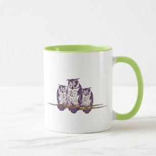 Lila Stylized Geometric Uggla-familjen Mugg