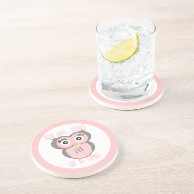 Lila Stylized Geometric Uggla-familjen Underlägg Sandsten (Sidan)