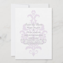 Lila subtil damask 'Save the Date'-inbjudan Inbjudningar