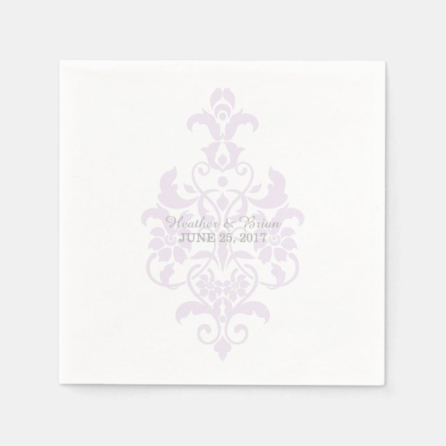 Lila Subtle Damask Papper Napkins Pappersservett (Framsidan)