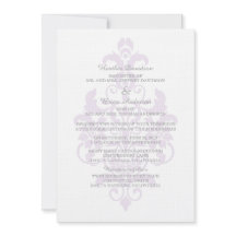 Lila Subtle Damask Wedding Inbjudan
