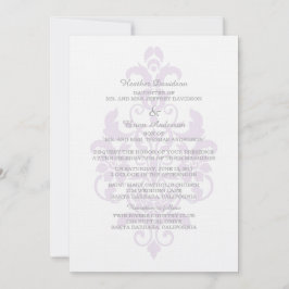 Lila Subtle Damask Wedding Inbjudan