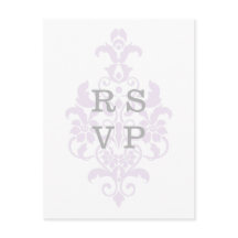 Lila Subtle Damask Wedding OSA Postcard
