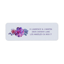Lila Succulent Blommigt Returadress Etikett