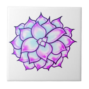 Lila Succulent Bloom Kakelplatta