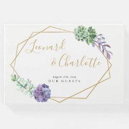 Lila Succulents Bröllop Guests Bok keepsaké