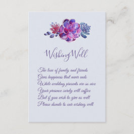 Lila Succulents Bröllop Wishing well Card Tilläggskort