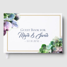 Lila Succulents med Blue Text Tan Line Bröllop