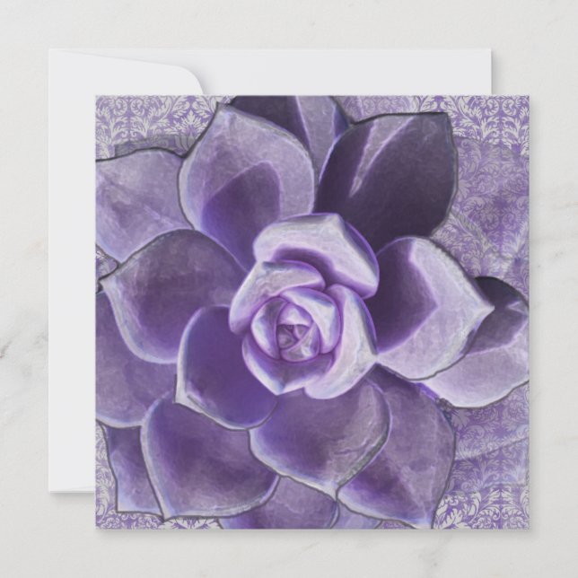 Lila suckulentinbjudningskort för möhippan inbjudningar (Framsida)