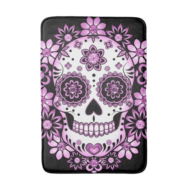 Lila Sugar Skull Badrumsmatta (Framsidan (Vertikal))