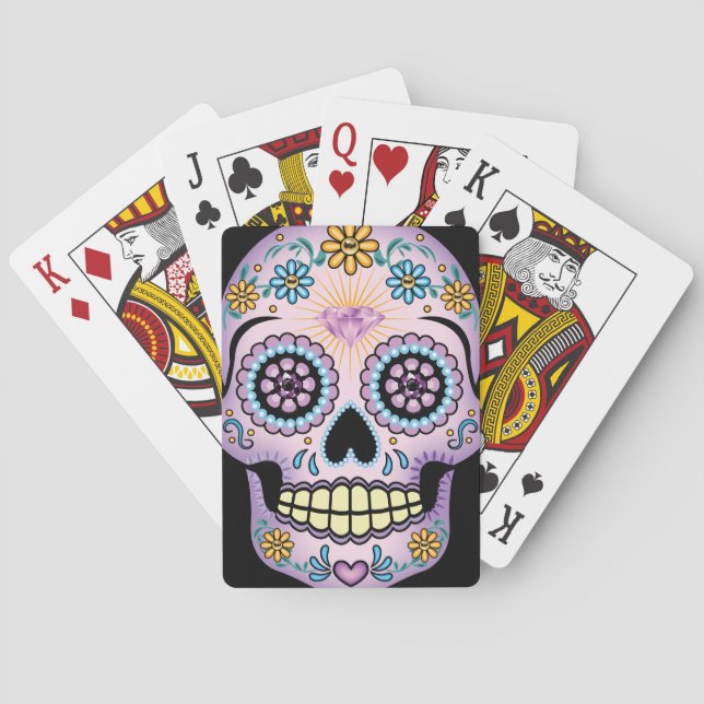 Lila Sugar Skull Casinokort (Baksidan)