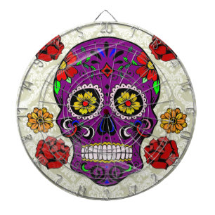 Lila Sugar Skull (Day of the dead) Dartboard Piltavla