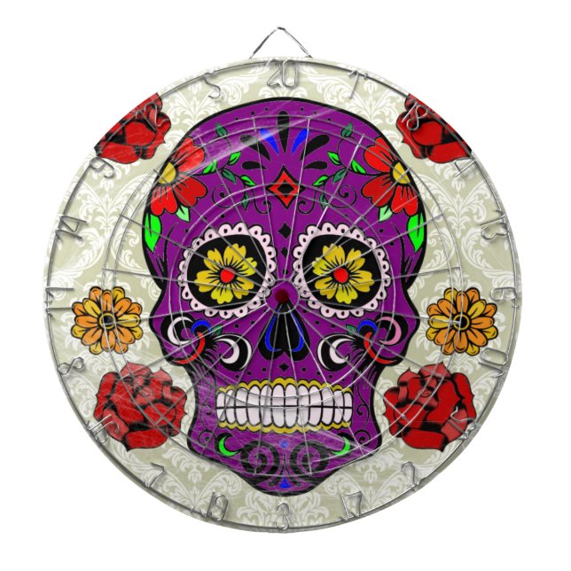 Lila Sugar Skull (Day of the dead) Dartboard Piltavla (Framsidan)
