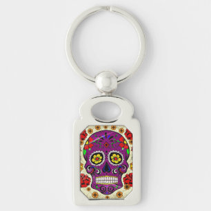 Lila Sugar Skull Day of the dead Nyckelring