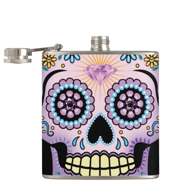 Lila Sugar Skull Fickplunta (Öppnad)