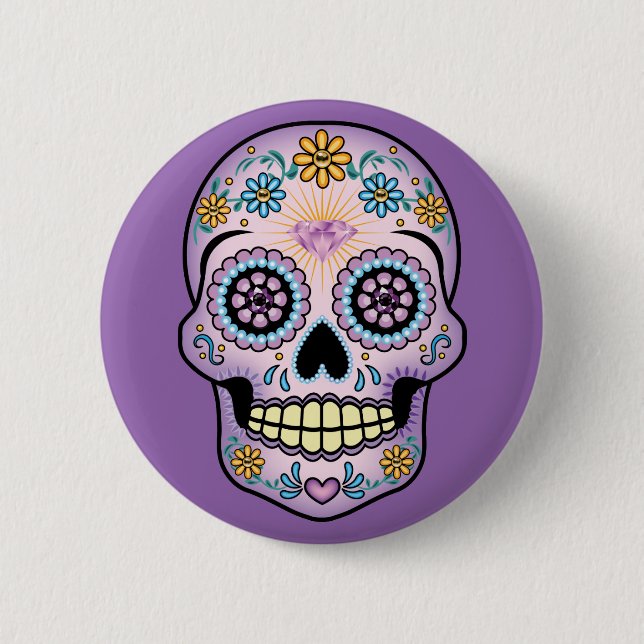Lila Sugar Skull Knapp (Framsida)