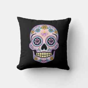 Lila Sugar Skull Kudde
