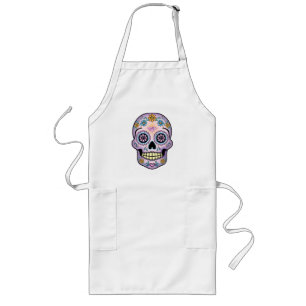 Lila Sugar Skull Långt Förkläde