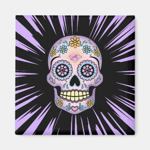 Lila Sugar Skull Magnet