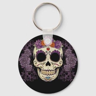 Lila Sugar Skull Nyckelring