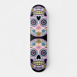 Lila Sugar Skull Old School Skateboard Bräda 21,6 Cm