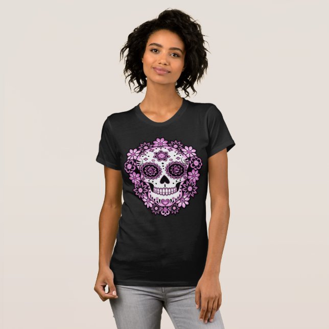 Lila Sugar Skull T Shirt (Hel framsida)