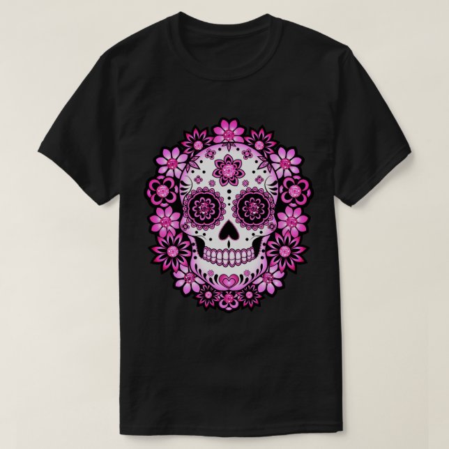 Lila Sugar Skull T Shirt (Design framsida)