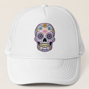 Lila Sugar Skull Truckerkeps