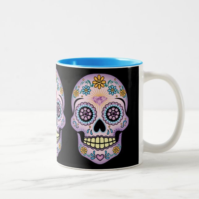 Lila Sugar Skull Två-Tonad Mugg (Höger)