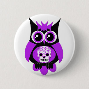 Lila Sugar Skull Uggla Knapp