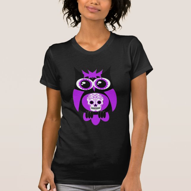 Lila Sugar Skull Uggla Tröja (Framsida)
