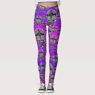 Lila Sugar Skullbaljväxter Leggings