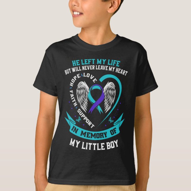Lila Suicide Awareness Little Boy Loss Loss Sloss  T Shirt (Framsida)