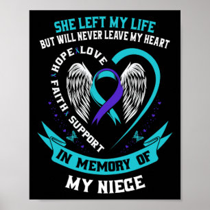 Lila Suicide Awareness Ribbon Niece Memorial Gra Poster