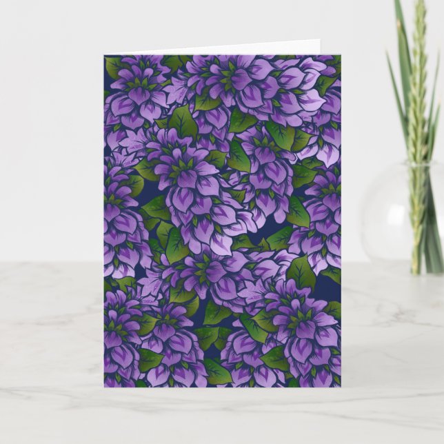Lila Summer Blommigt Art Lilac  Mönster Kort (Framsida)