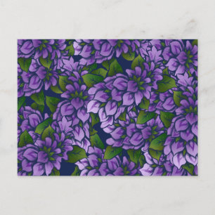 Lila Summer Blommigt Art Lilac Mönster Vykort
