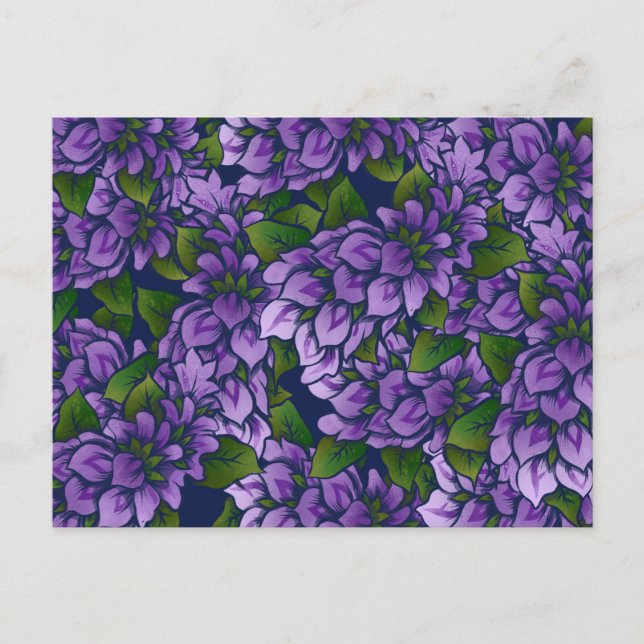 Lila Summer Blommigt Art Lilac  Mönster Vykort (Framsida)