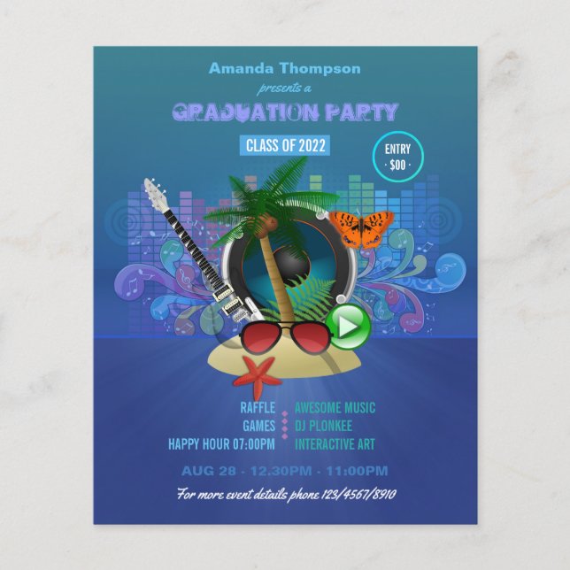 Lila Summer Klubb Beach Studentfest Flygblad (Framsidan)