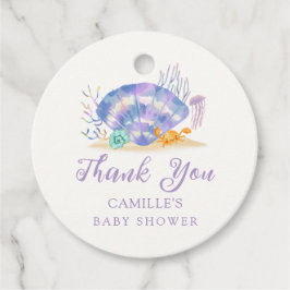 Lila Summer Sea Pearl Girl Baby Shower Tack Gåvor Etiketter