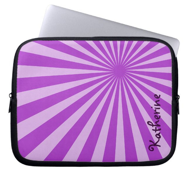 Lila Sunburst "Add Your Name" (lägg till ditt namn Laptop Fodral (Framsidan)
