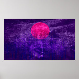 Lila Sunset Abstrakt Painting Poster
