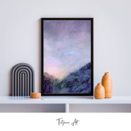 Lila Sunset Himlar Mountain Landscape Paeing Poster