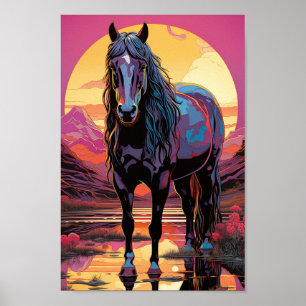 Lila Sunset Horse Poster