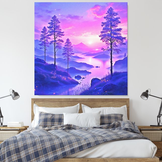 Lila Sunset Ligcape Art Canvastryck (Insitu (sovrum))