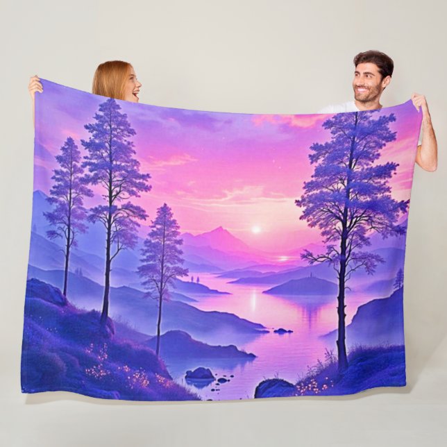 Lila Sunset Ligcape Art Fleecefilt (På plats)