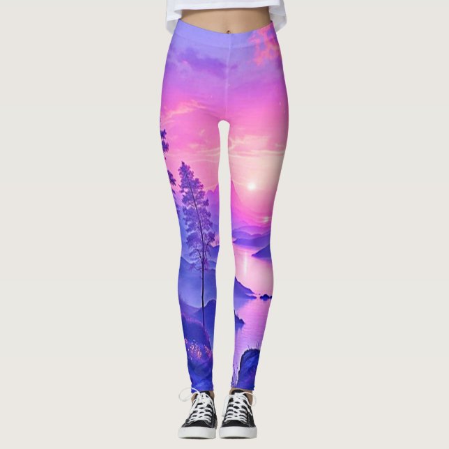 Lila Sunset Ligcape Art Leggings (Framsida)