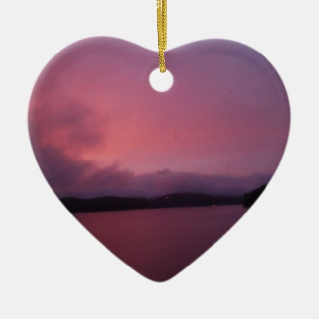 Lila sunset on Sjö Arrowhad Julgransprydnad Keramik (Framsidan)